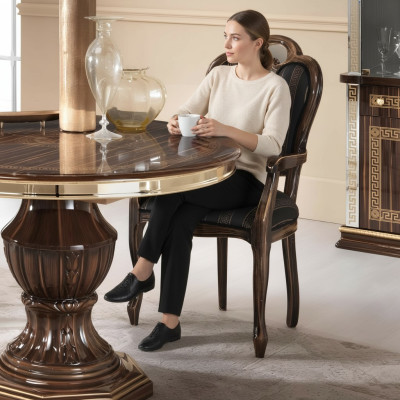 Stoel met armleuning Luxe ontwerp Stoel Textiel Meubels Eenpersoons Houten Fauteuil Nieuw