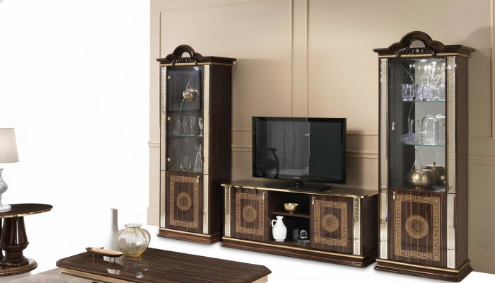 Italiaanse woonwand meubels kast vitrine rtv 3-delig set luxe tv vitrines glas.