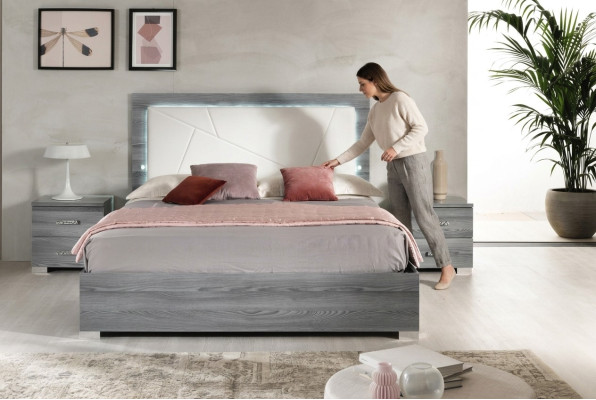 Luxe bed slaapkamer bedden Modern houten tweepersoonsbed grijs 160x200 nieuw