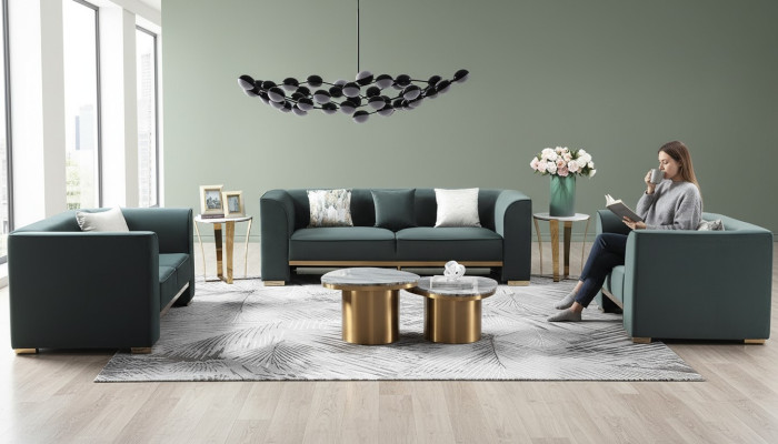 Sofaset 3-zits set 2x bijzettafel 2x salontafel Luxe meubels 7-delig. Nieuw