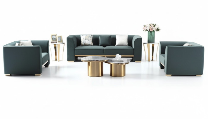 Sofaset 3-zits set 2x bijzettafel 2x salontafel Luxe meubels 7-delig. Nieuw