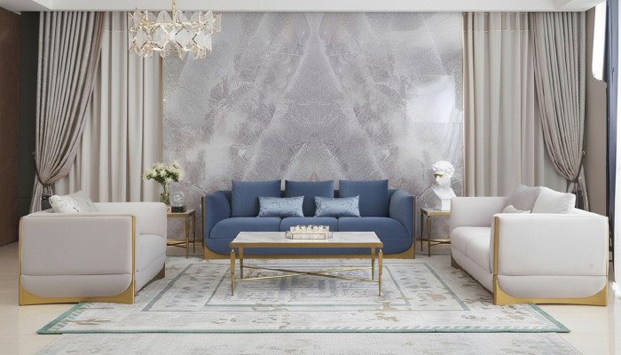Ontwerp Bank Bank Moderne Luxe Bankstel 3-Zits Set Nieuw Bekleding