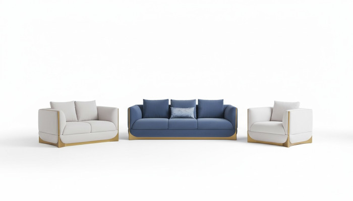 Ontwerp Bank Bank Moderne Luxe Bankstel 3-Zits Set Nieuw Bekleding