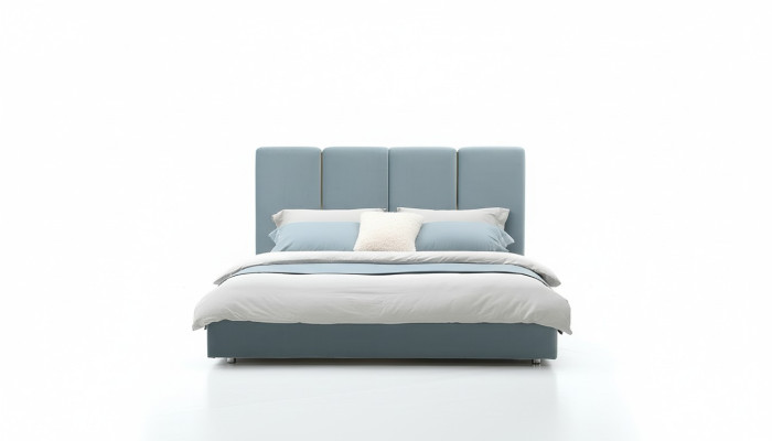 Ontwerper Bed Blauw 180x200 Slaapkamer Bedden Textiel Hotel Luxe Gestoffeerde Zitplaats