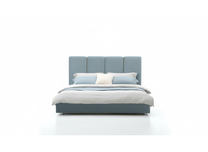 Ontwerper Bed Blauw 180x200 Slaapkamer Bedden Textiel Hotel Luxe Gestoffeerde Zitplaats