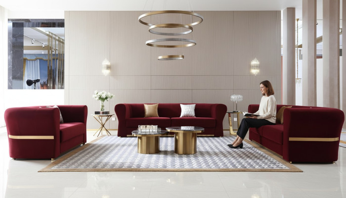 Driepersoonsbank Bekleding Designbank Moderne Zithoek 242 x 93 Bankstellen Kamer Meubels