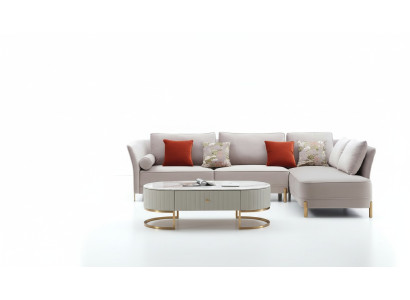 Woonkamer Moderne bank Hoekbank L-vorm Salontafel Hoekbank Bekleding 2-delig Set Nieuw