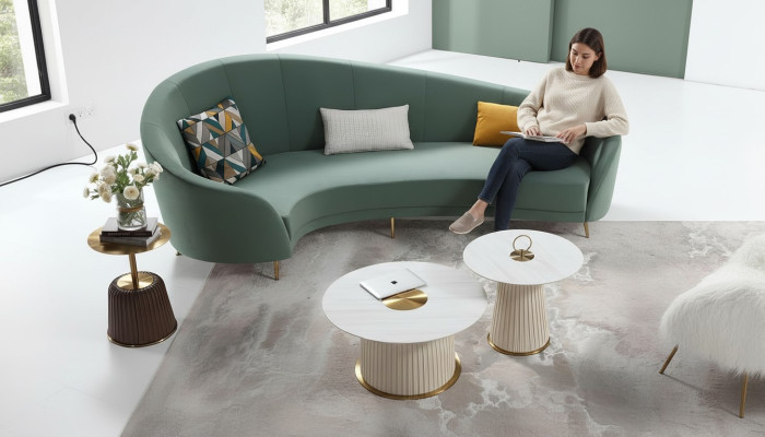 Ronde bank + coffeetafel Moderne bank Woonkamer koffietafel Meubel Compleet set
