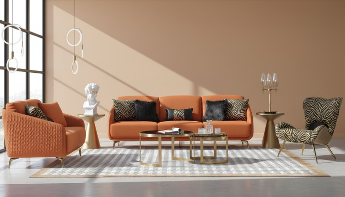 Driepersoonsbank Bekleding Design Bank Moderne 3-zits Banken Kamer Meubels Oranje