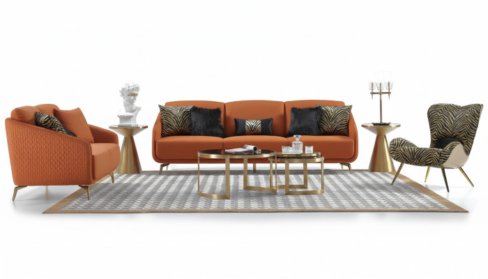 Driepersoonsbank Bekleding Design Bank Moderne 3-zits Banken Kamer Meubels Oranje