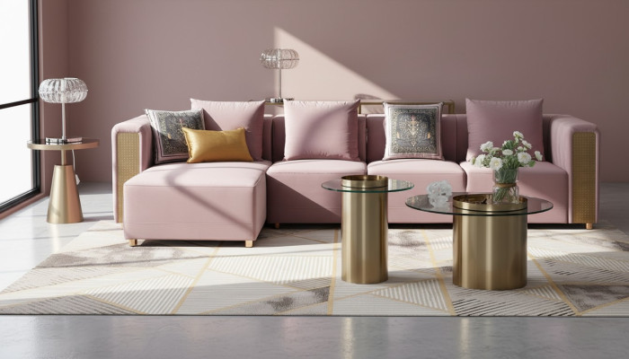 Hoekbank L-vorm Salontafel Beklede Hoek Woonkamer Luxe Meubels Bank Bankstel 3-delig