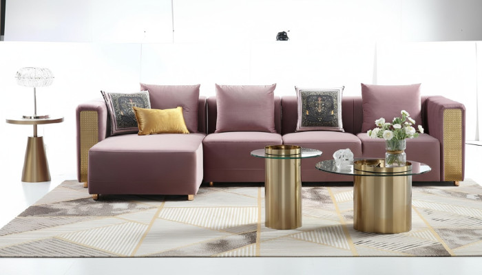 Hoekbank L-vorm Salontafel Beklede Hoek Woonkamer Luxe Meubels Bank Bankstel 3-delig