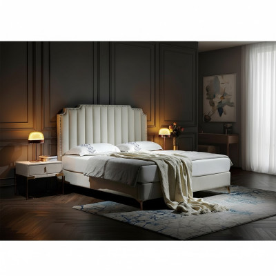 Bed leder 2x nachtkastje 3-delig slaapkamer set meubels modern nieuw luxe bedden