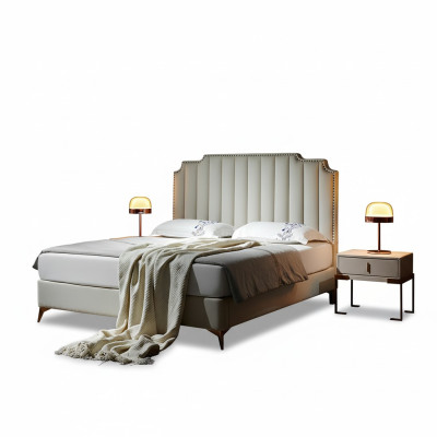Bed 180x200cm Leder Slaapkamer Meubilair Luxe Moderne Bedden Hotel Meubilair Nieuw