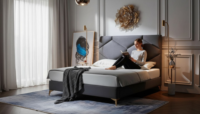 Slaapkamer set Bed + 2x Nachtkastjes 3-delig Nachtkastje Meubels Luxe Hotel Fluweel