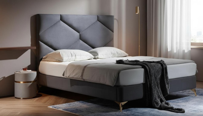 Slaapkamer set Bed + 2x Nachtkastjes 3-delig Nachtkastje Meubels Luxe Hotel Fluweel