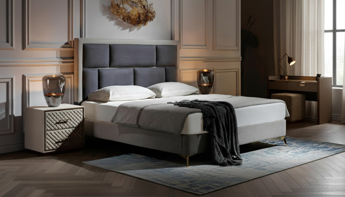Slaapkamer 3-delig set Bed 2x Nachtkastje Console Bedden Tweepersoonsbekleding Hotel