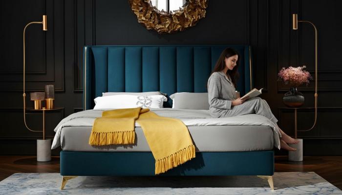 Slaapkamer set design Moderne luxe slaapkamer Bed 2x nachtkastje 3-delig. Nieuw