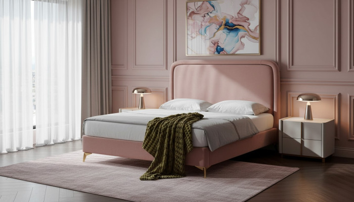 Tweepersoonsbed Bed Huwelijksbed Ontwerp Luxe Luxe Bed met bekleding Design bed 180x200cm Nieuw