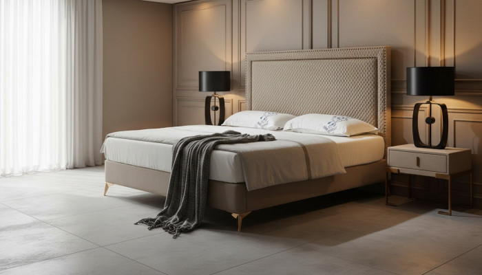 Bed 3-delig. Slaapkamer set Ontwerp Luxe Slaapkamer Hotelmeubilair 2x Nachtkastje