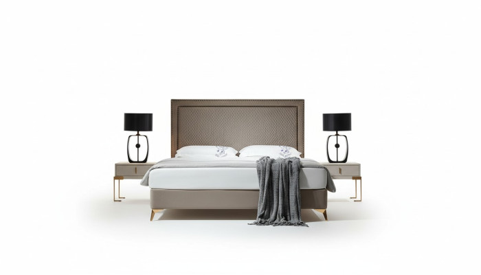 Bed 3-delig. Slaapkamer set Ontwerp Luxe Slaapkamer Hotelmeubilair 2x Nachtkastje