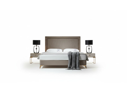 Bed 3-delig. Slaapkamer set Ontwerp Luxe Slaapkamer Hotelmeubilair 2x Nachtkastje