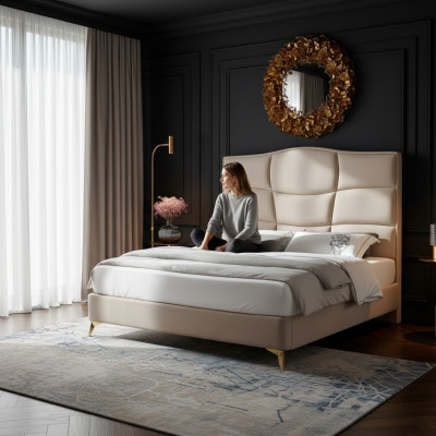 Slaapkamer tweepersoonsbed 180x200 cm Luxe bed Modern Textiel Nieuw