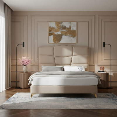 Slaapkamer tweepersoonsbed 180x200 cm Luxe bed Modern Textiel Nieuw