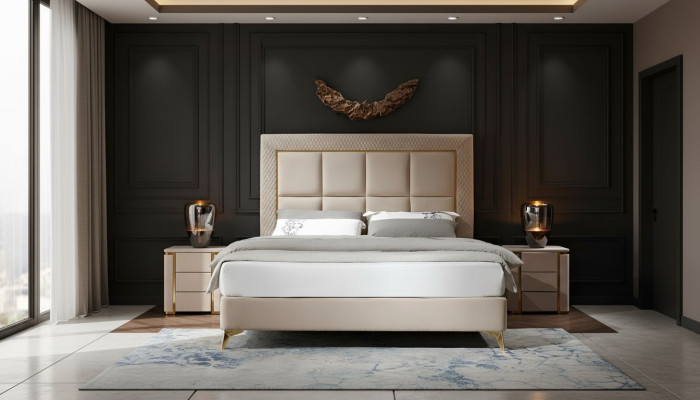 Bed 2x Nightstand 3-piece Bedroom Set Design Luxury Bedroom Complete New  Bed 2x Nachtkastje 3-delige Slaapkamer Set Ontwerp Luxe Slaapkamer Compleet Nieuw