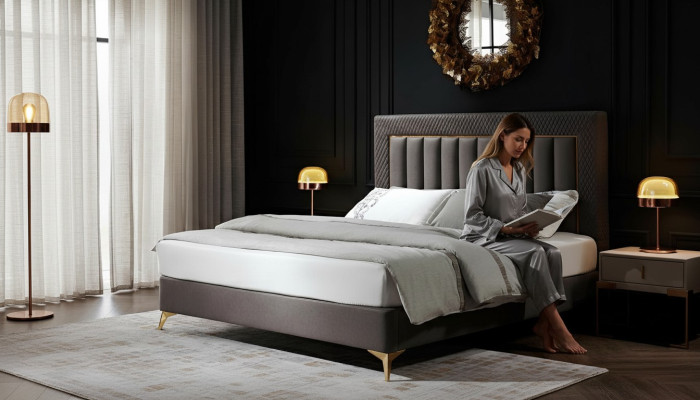 Slaapkamer compleet bed 2x nachtkastje 3-delige set ontwerp luxe complete sets