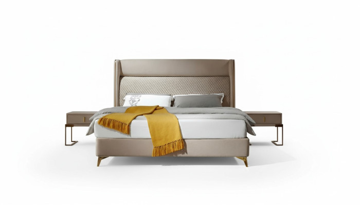 Bed 2x Bedside table 3 pieces Bedroom set Designer hotel suite Beds New