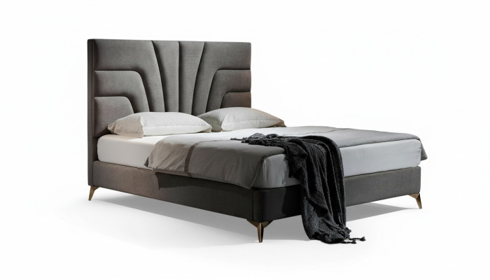 Hotel met luxe bed, tweepersoons bed, slaapkamerdesignmeubels van hout, nieuw luxe bedden.