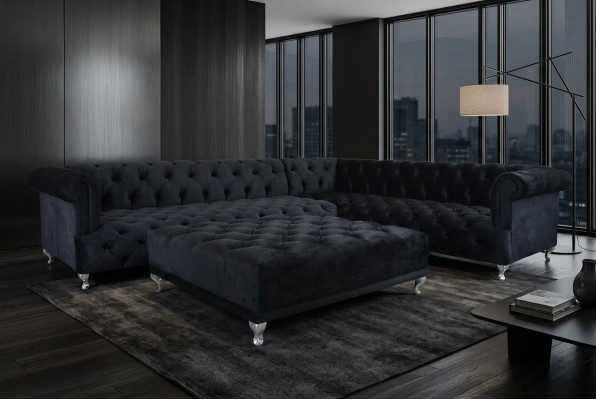 Hoekbank Chesterfield Design Bank Bekleding Hoekbank + Voetenbank Hoekbank