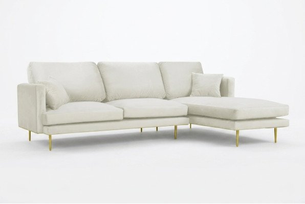 Elegante witte uitstraling voor uw exclusieve designbank in luxe L-vormige stijl.