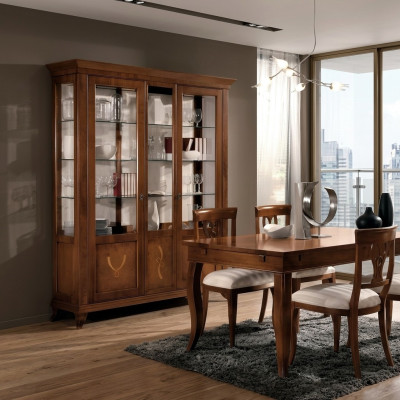 Vitrine Woonkamer meubels dressoir Massief houten vitrinekasten glazen kast echt hout.
