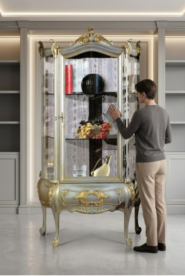 Barok meubels Italiaanse vitrinekast Kasten Massief houten plank Elegant