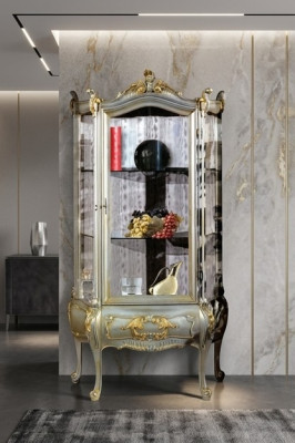Barok meubels Italiaanse vitrinekast Kasten Massief houten plank Elegant