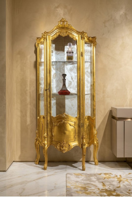 Gouden houten vitrinekast met glazen kasten plank vitrinekasten Italiaanse meubels nieuw