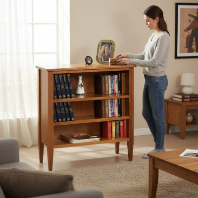 Boekenkast vitrine verzamelaarskast massief houten meubels planken kasten nieuw
