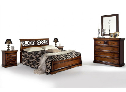 Compleet slaapkamer set hout Bruin bed 2x nachtkastje ladekast spiegel Nieuw