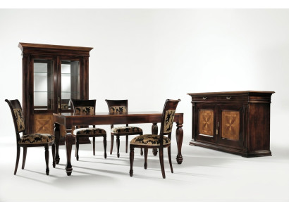 Eetkamerset meubels commode stoelen 4x vitrine groep eetkamerset tafel 7-delig.