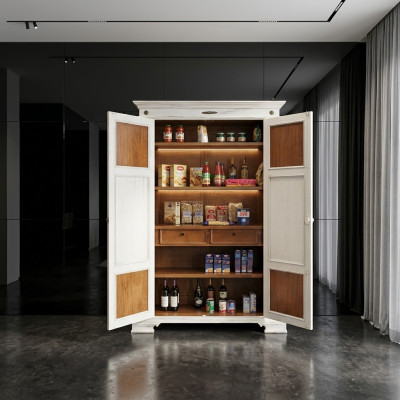 Eetkamermeubilair Massief houten vitrinekast Echt houten dressoir Massieve vitrine