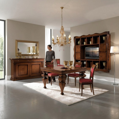 Ontwerp eetkamer set meubels commode 4x stoel tafel compleet 7-delig.