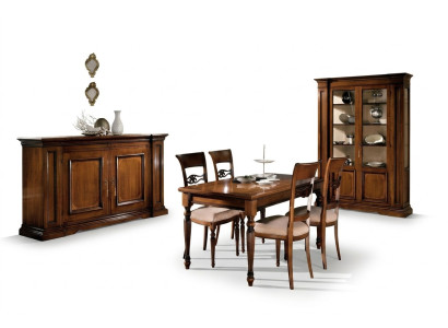 Eetkamer set stoelen 4x vitrine groep eetkamer set vitrines 7-delig dressoir