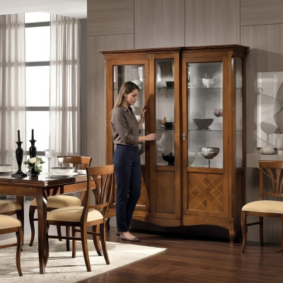 Vitrine Hout Luxe Kasten Klassieke Dressoir Kast Meubels Italiaans Bruin
