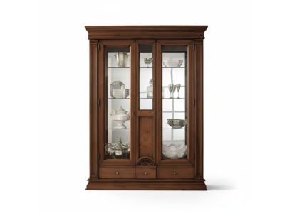 Houten vitrinekast glazen kast massief houten dressoir vitrine woonkamermeubels massief
