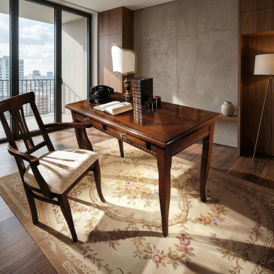 Bureau tafel Italiaans interieur meubels massief hout kantoor secretaresse nieuw