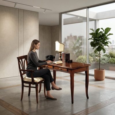 Schrijftafel Secretaris Italiaanse Meubels Tafel Stoel Set Kantoor 2-delig Inrichting