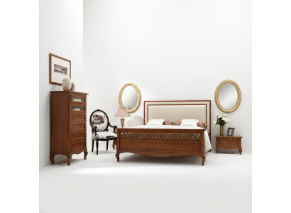 Luxe slaapkamer set 4-delig Bed 2 nachtkastjes Ladekast Massief houten meubels Italië