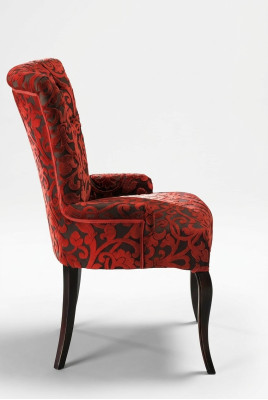 Woonkamer leunstoelen luxe fauteuil stoel hout bruin Italiaanse meubels bekleding